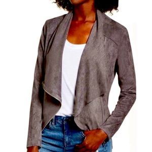 BLANK NYC FAUX SUEDE GRAY DRAPE ZIP DOWN JACKET XL